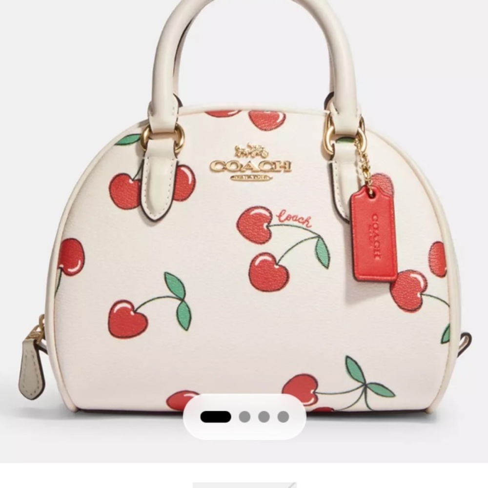 Coach Sydney Satchel with Heart Cherry Print